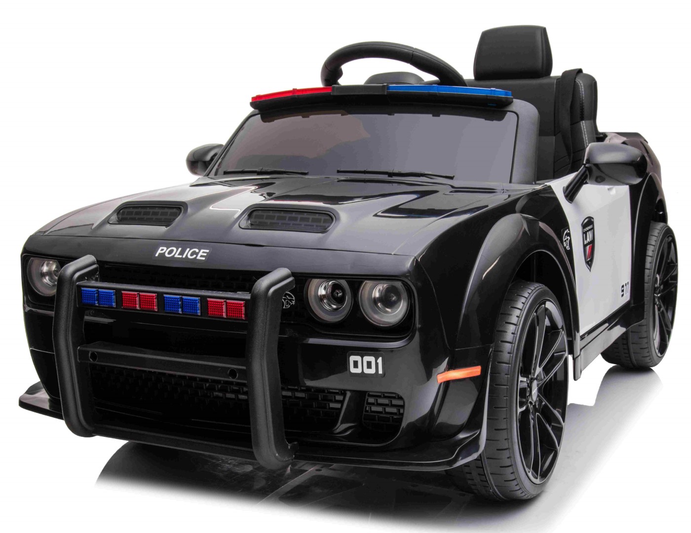 Se Dodge Challenger SRT POLITI elbil til børn 12v m/Gummihjul, Remote hos MM Action