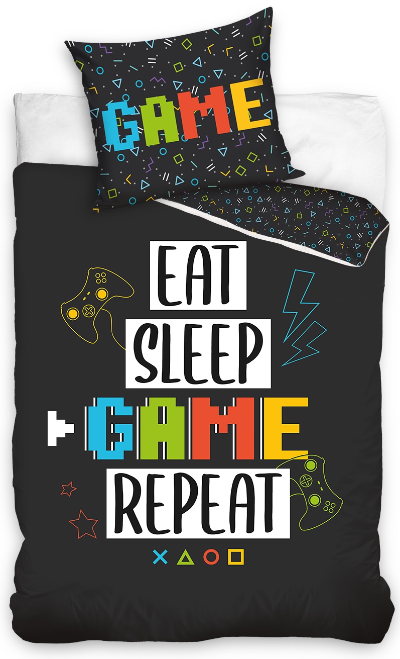 Billede af Eat, Sleep, Game, Repeat Gamer Sengetøj - 100 procent bomuld hos MM Action