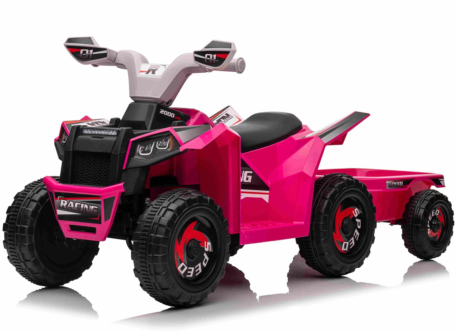 Billede af EL Børne ATV til børn med trailer 6V, Pink