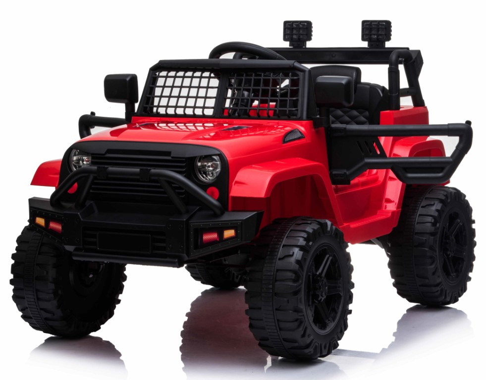 Se EL Børne Red SUV 12V m/2.4G + Gummihjul + Lædersæde hos MM Action
