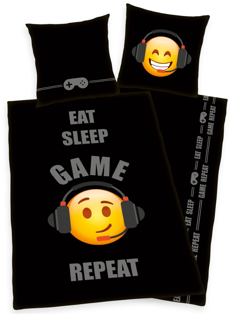 Se Emot!X Eat Sleep Game Sengetøj (100 Procent Bomuld) hos MM Action