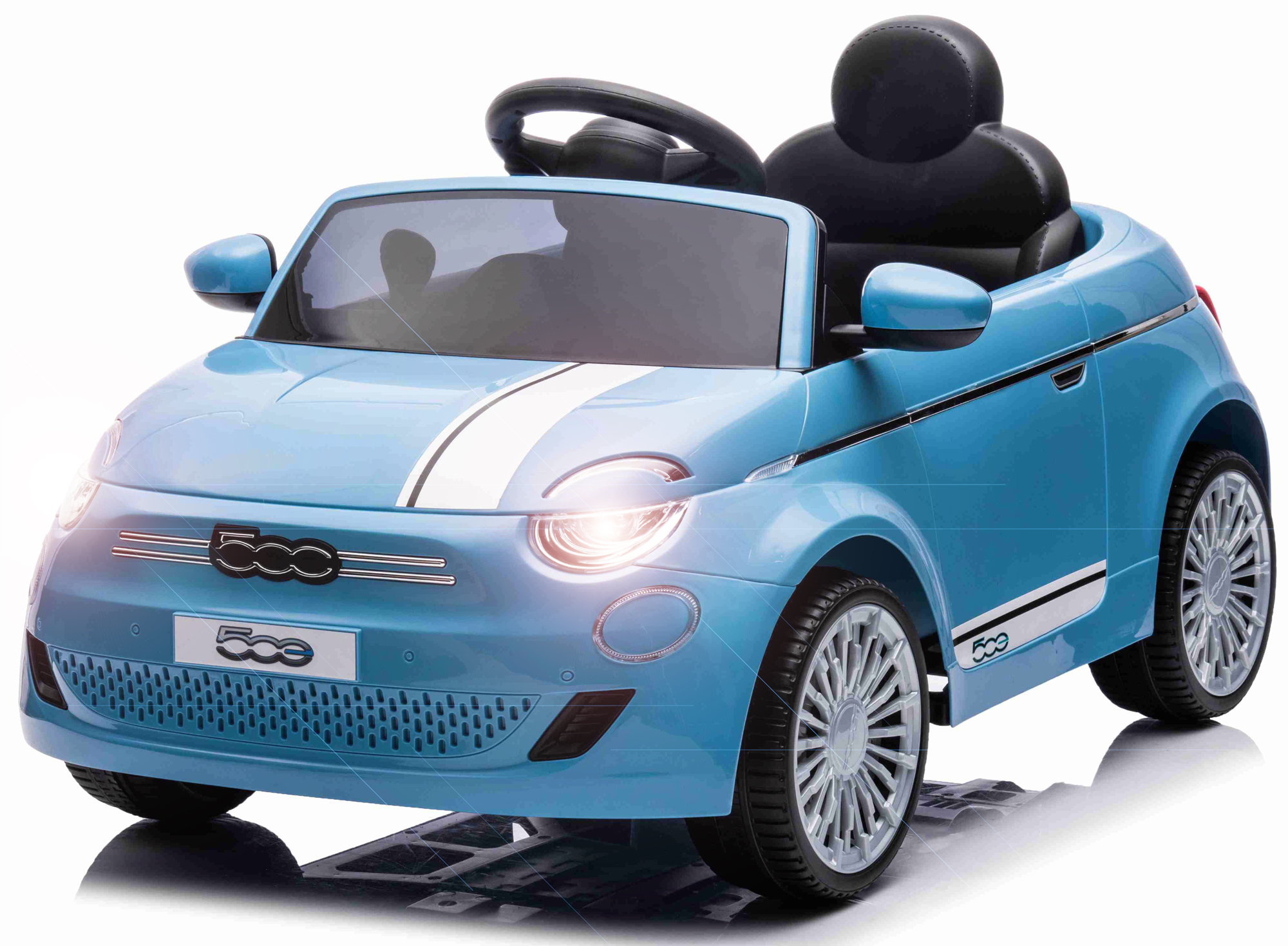 Se Fiat 500e Elbil til børn 12V m/Lædersæde, Gummihjul, 2.4G remote hos MM Action