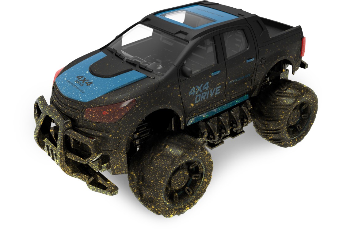 Fjernstyret Mud Off-Road Truck 1:18 Sort/Blå, 2.4G