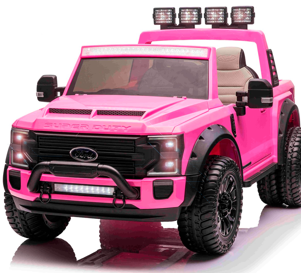 Ford Super Duty Truck m/24V14AH + 4xMotor + Gummihjul + Blødt skumsæde Pink