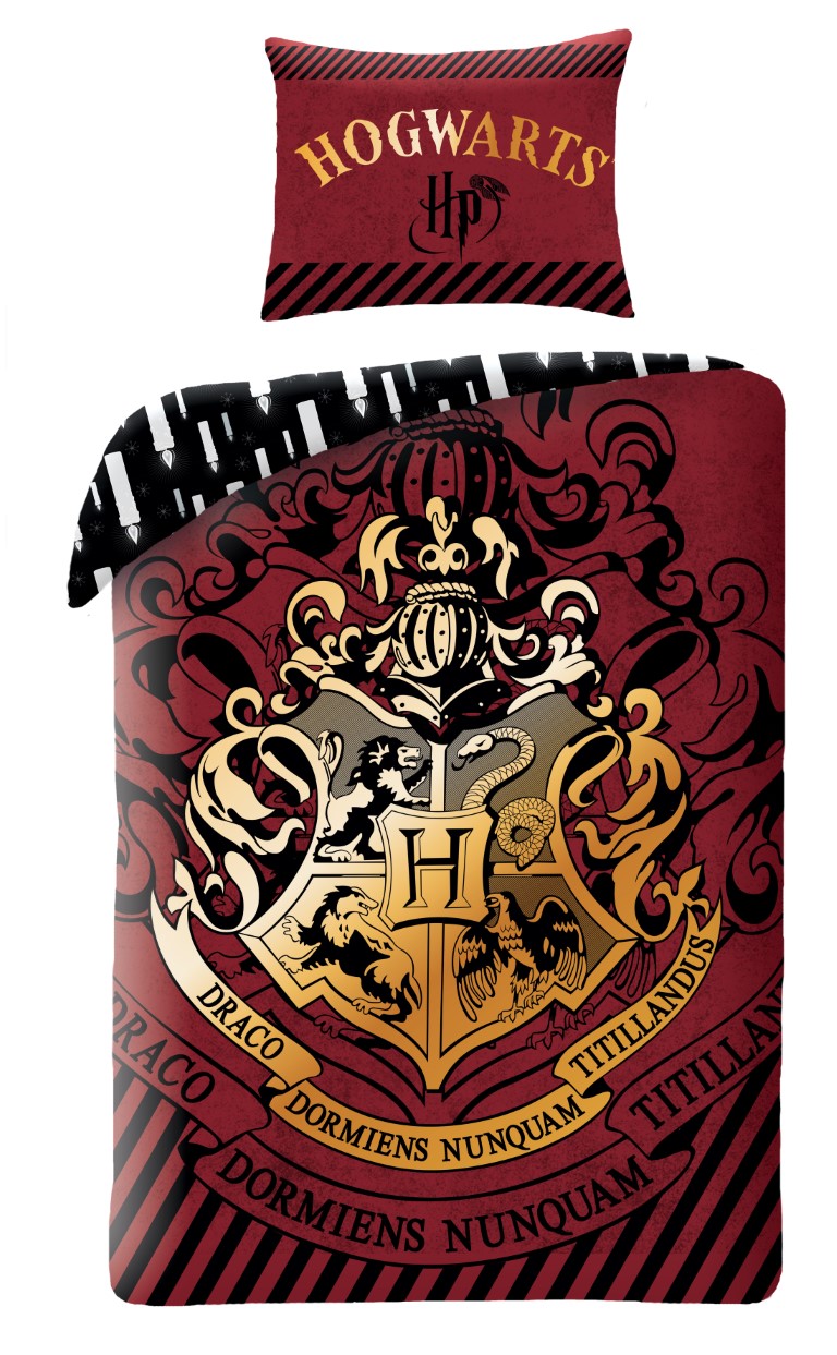 Se Harry Potter Hogwarts Sengetøj 2I1 Design 1 - 100 Procent Bomuld hos MM Action