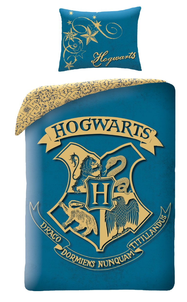 Se Harry Potter Hogwarts Sengetøj 2I1 Design 3 - 100 Procent Bomuld hos MM Action