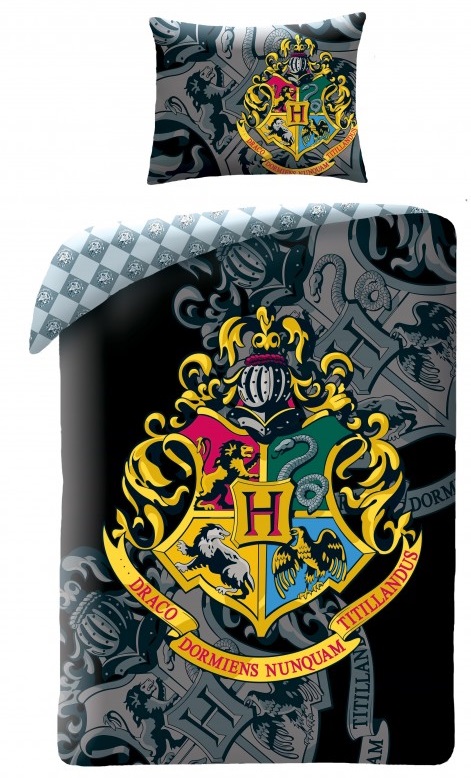 Se Harry Potter Hogwarts Sengetøj 2I1 Design 4 - 100 Procent Bomuld hos MM Action