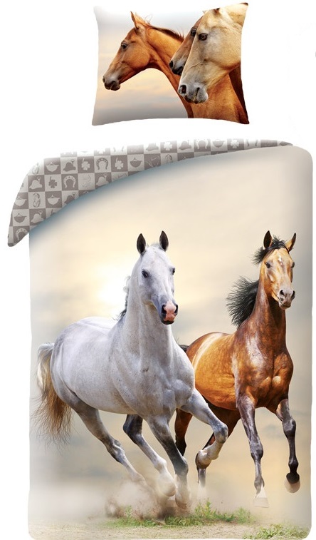 Se Heste 'Running Horses' Sengetøj Model 2 - 100 Procent Bomuld hos MM Action