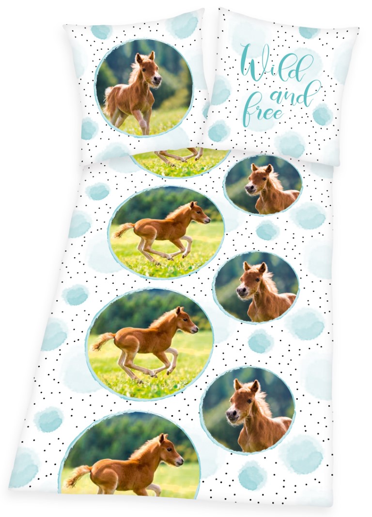 Billede af Heste 'Wild and free' Pony Sengetøj (100 procent bomuld)
