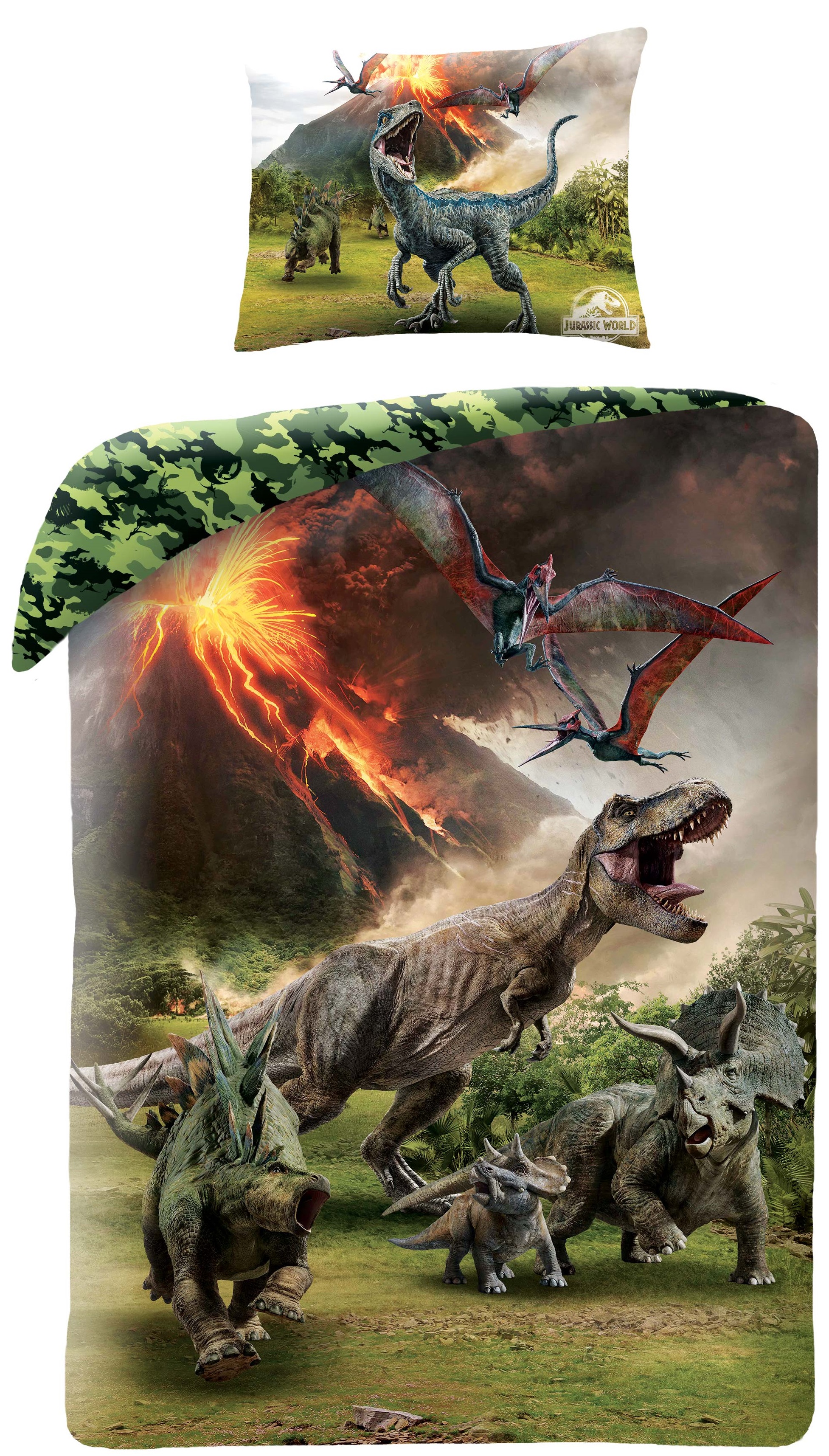 Se Jurassic World Dinosaur Sengetøj 2I1 Design - 100 Procent Bomuld hos MM Action