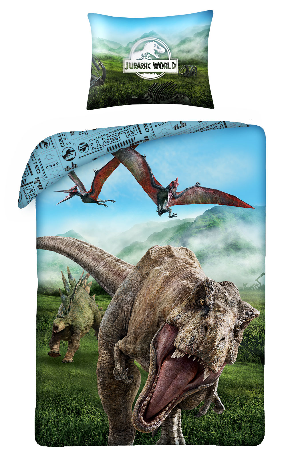 Se Jurassic World Dinosauar Sengetøj 2I1 Design - 100 Procent Bomuld hos MM Action