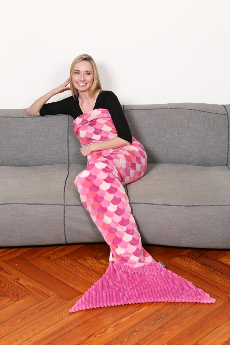 Se Kanguru Sirena Havfrue Plaid/Tæppe Pink hos MM Action