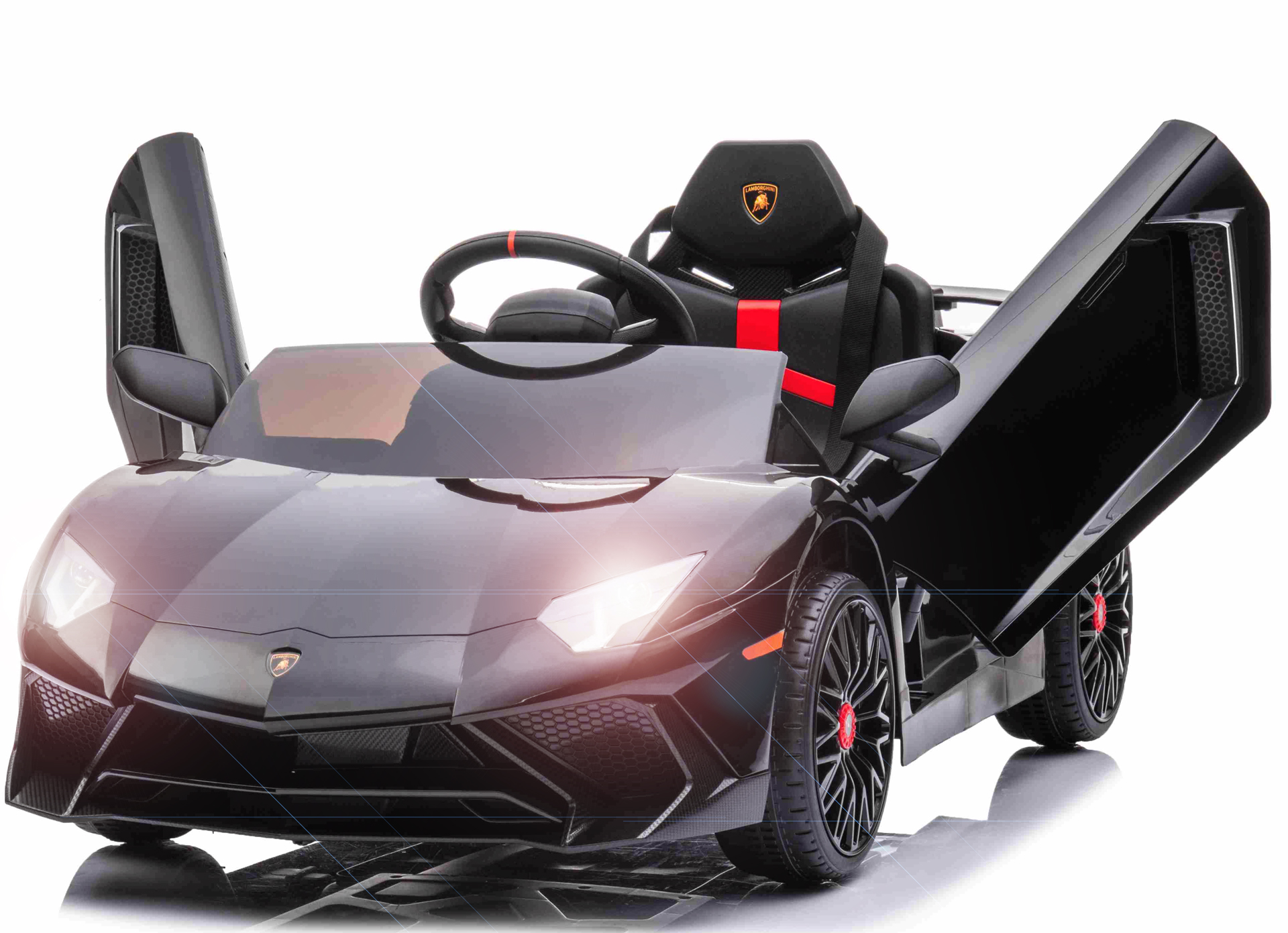 Billede af Lamborghini Aventador SV ELBil til børn 12V m/Gummihjul, Lædersæde