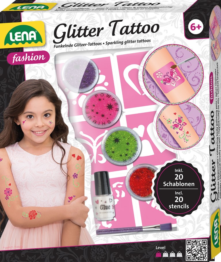 Se Lena tatoveringer ''Glitter'' til børn hos MM Action