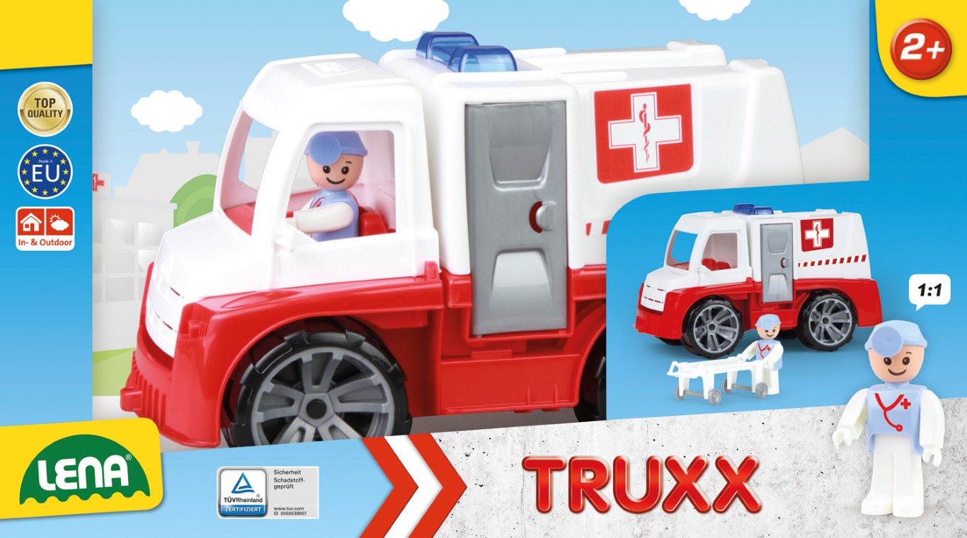 Camion Dei Pompieri Lena Truxx 04457, Veicolo Giocattolo Robusto Per Bambini Da 2+ Anni, Per Sabbia E Giardino