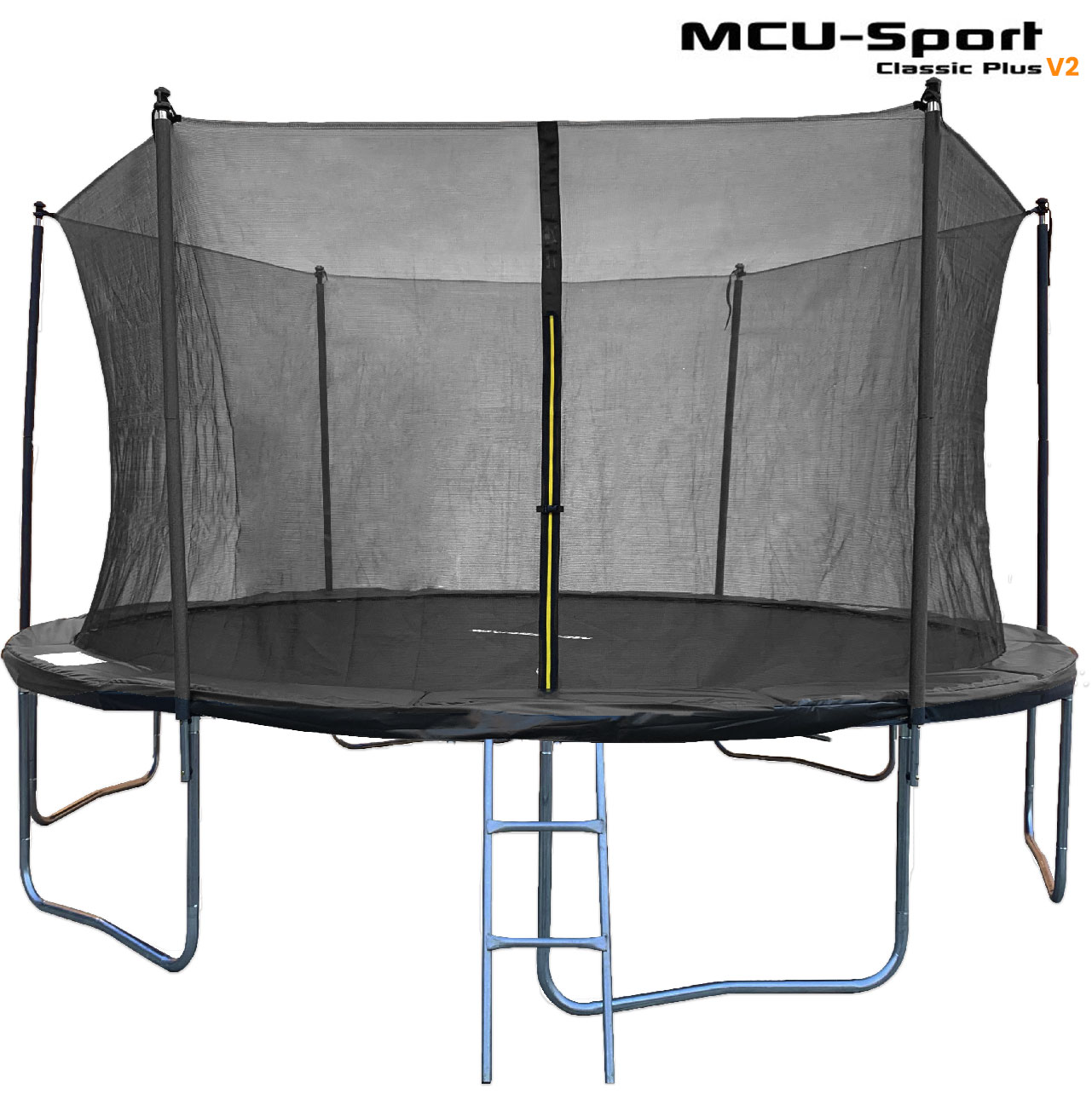 MCU-Sport Classic Plus V2  4.3M Trampolin, sort + Sikkerhedsnet + Stige