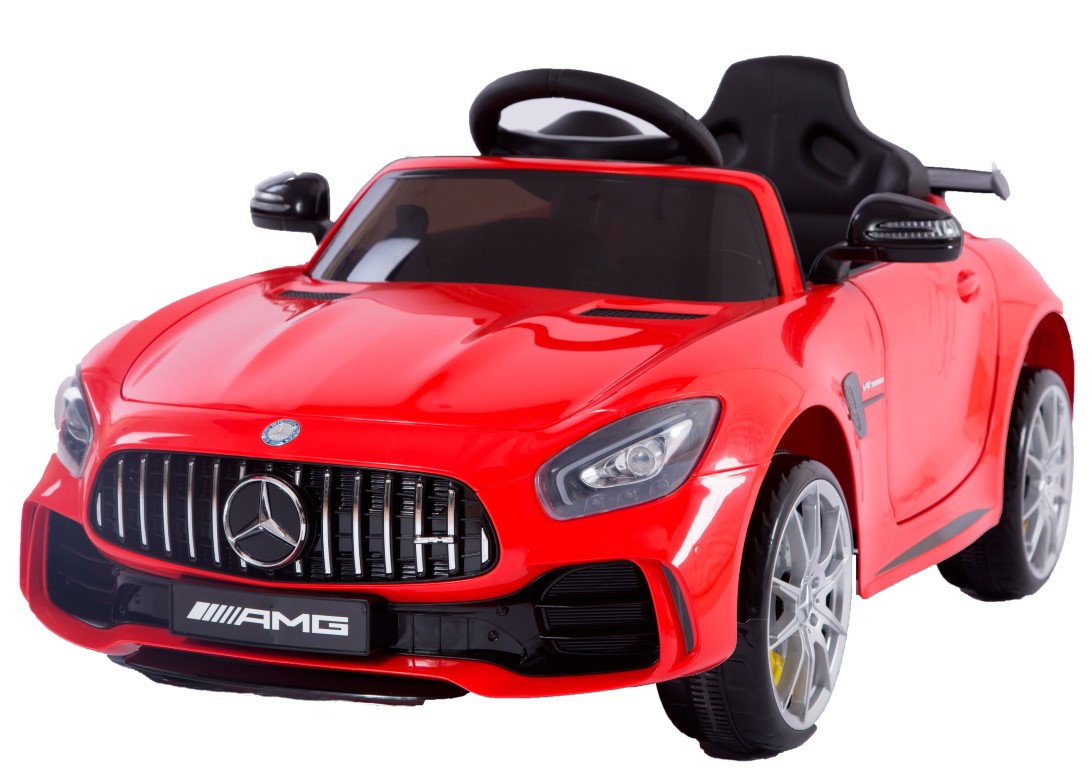 Se Mercedes GTR AMG til Børn 12V m/2.4G fjernbetjening og Gummihjul, Rød hos MM Action