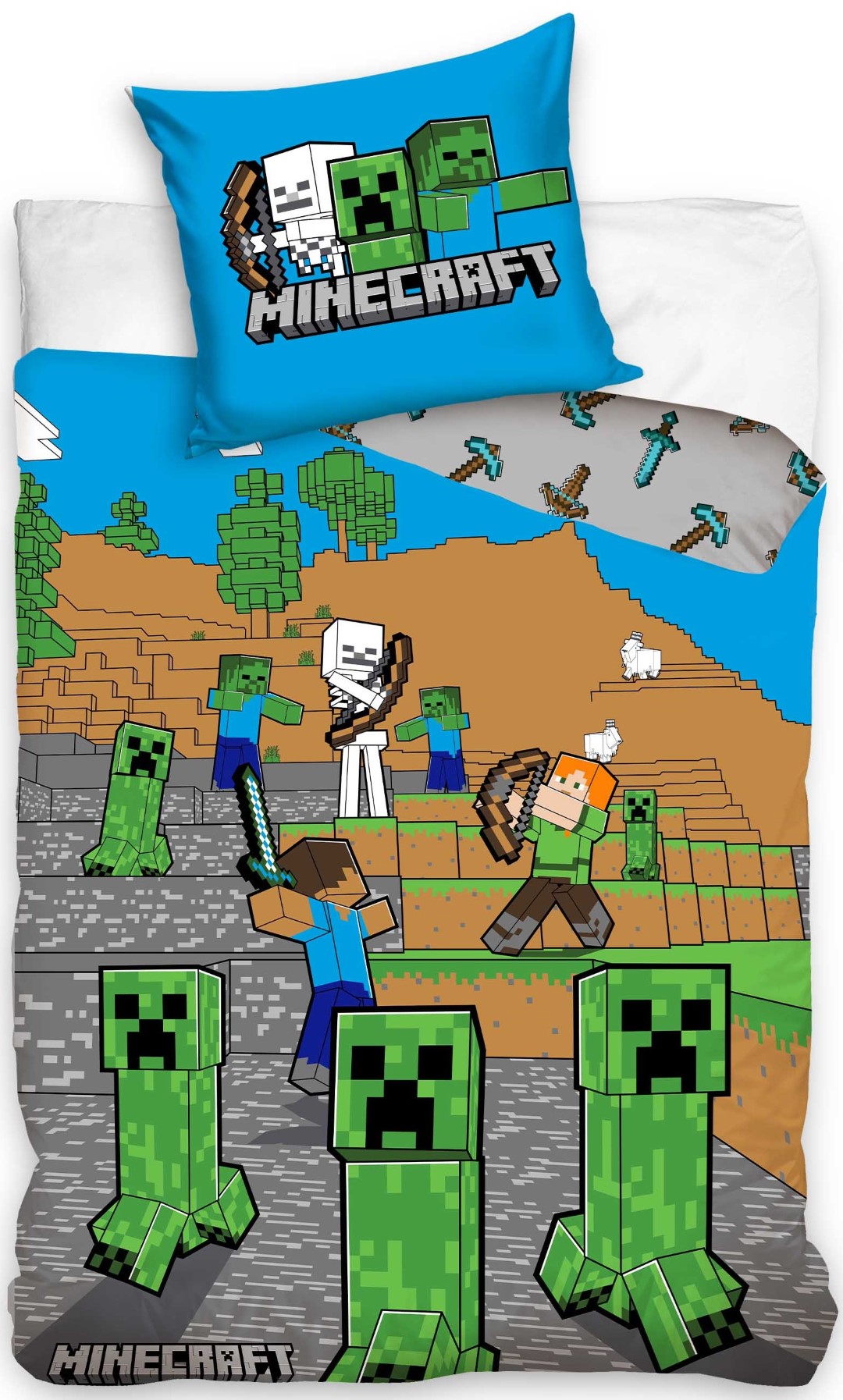 Se Minecraft Creeper Enderman Gamer Sengetøj - 100 Procent Bomuld hos MM Action