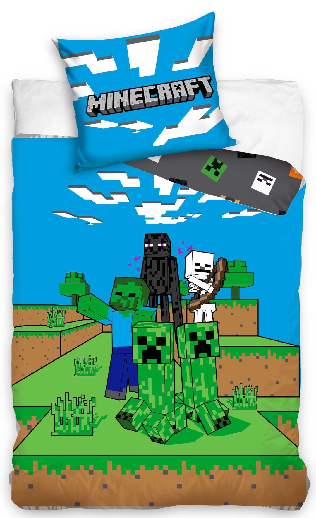 Se Minecraft Mobs Gamer Sengetøj - 100 Procent Bomuld hos MM Action