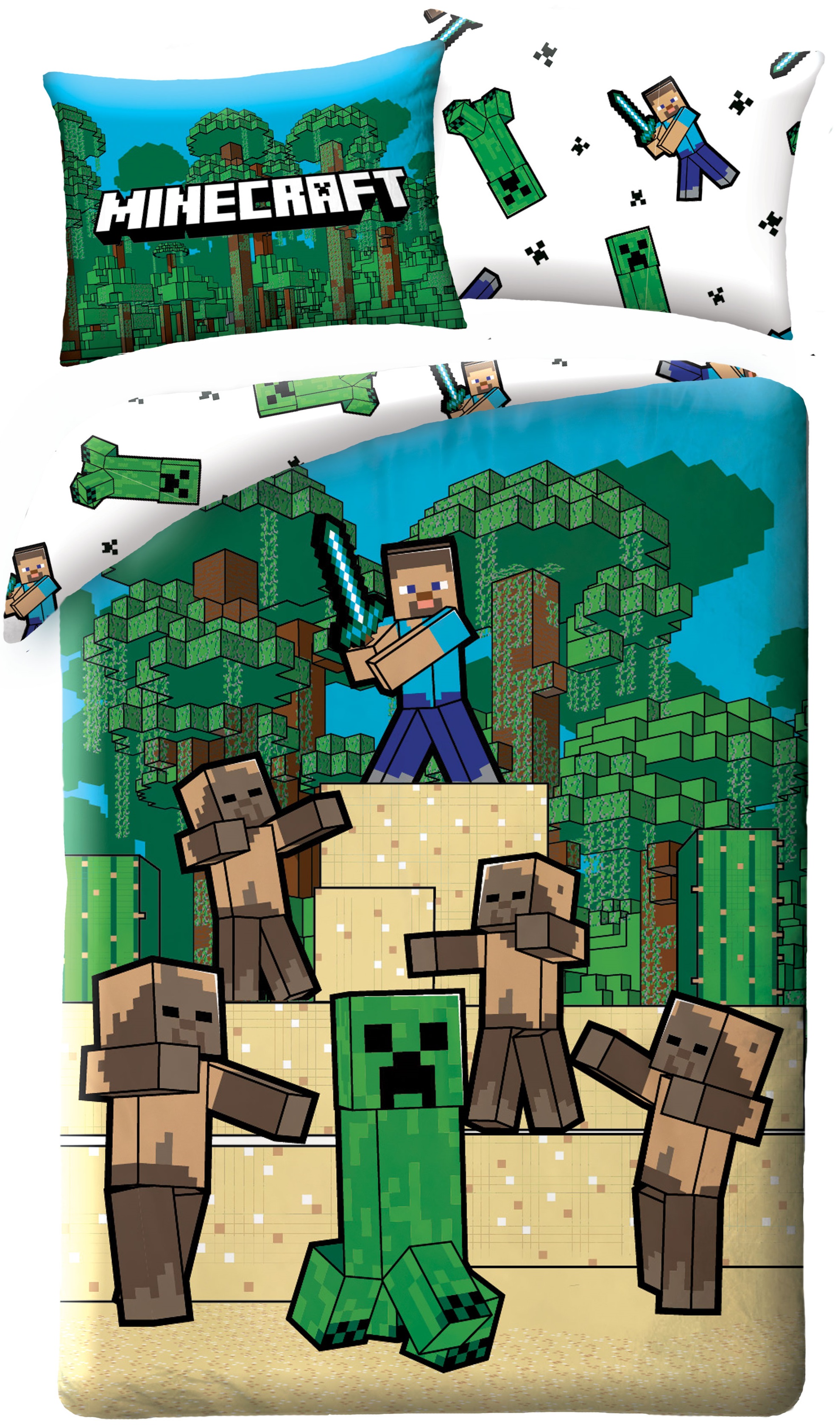 Billede af Minecraft Sengetøj 140 x 200 cm - 100 Procent Bomuld hos MM Action