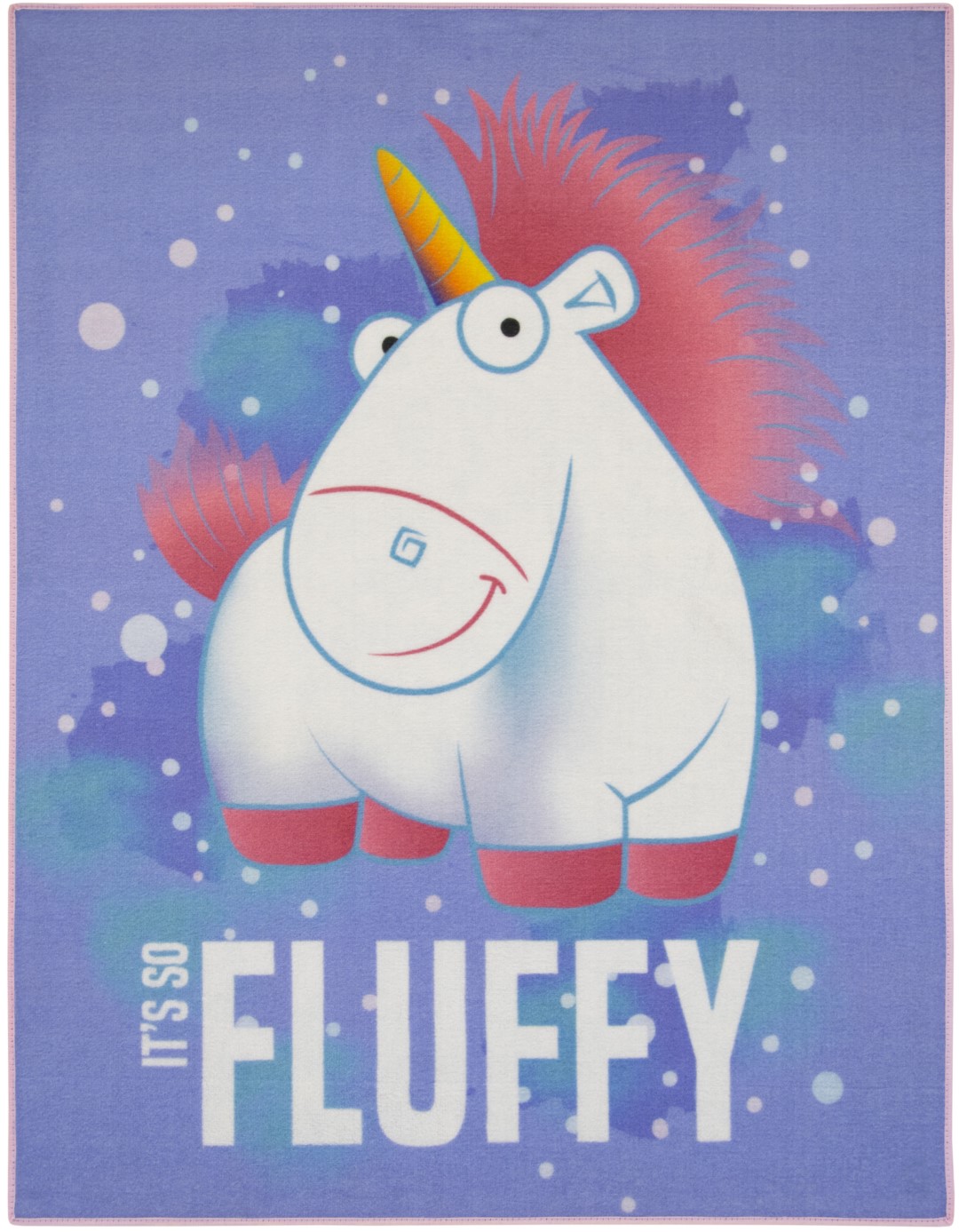 Billede af Minions Fluffy Unicorns De Luxe gulvtæppe til børn 95x125