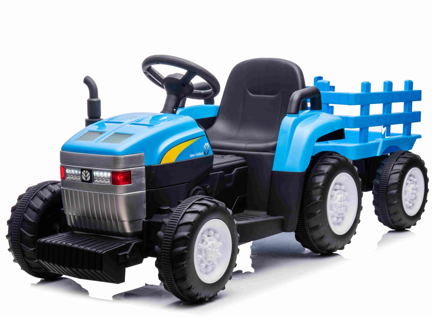 Se New Holland T7 EL Traktor med anhænger 12V + 2.4G remote hos MM Action