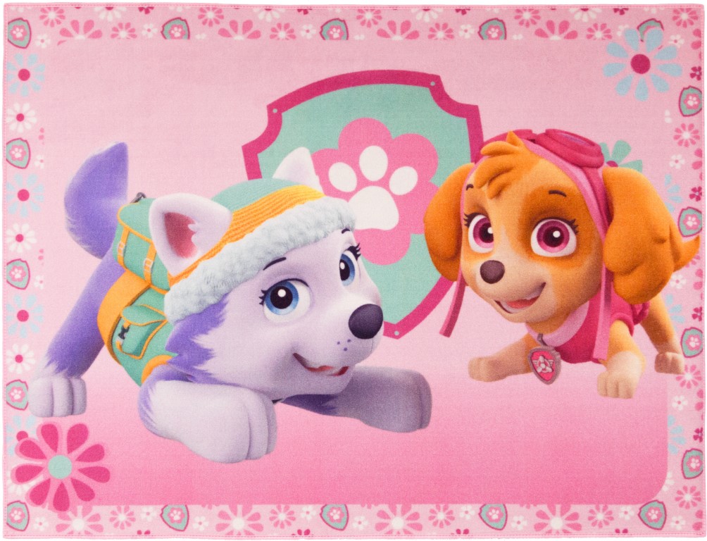 Se Paw Patrol Everest og Skye De Luxe gulvtæppe til børn 95x125 hos MM Action