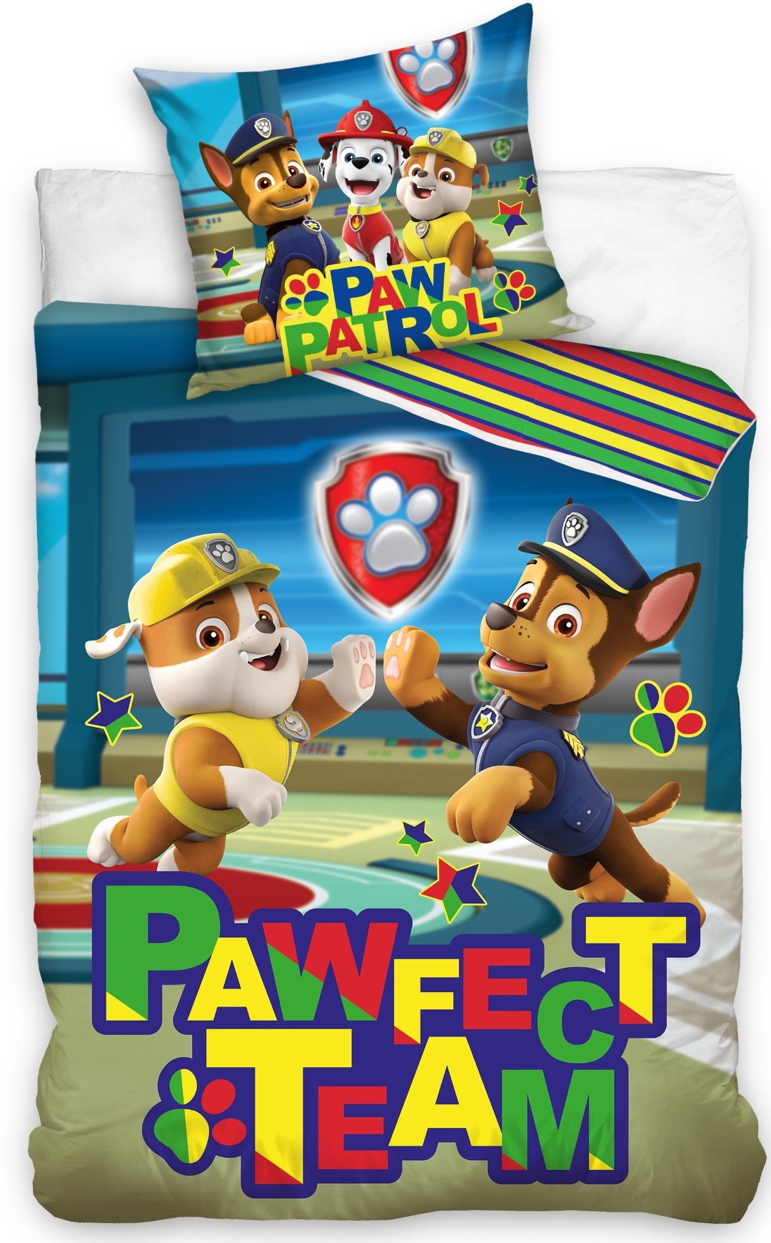 Se Paw Patrol ''Pawfect Team'' Sengetøj 140X200 Cm - 100 Procent Bomuld hos MM Action