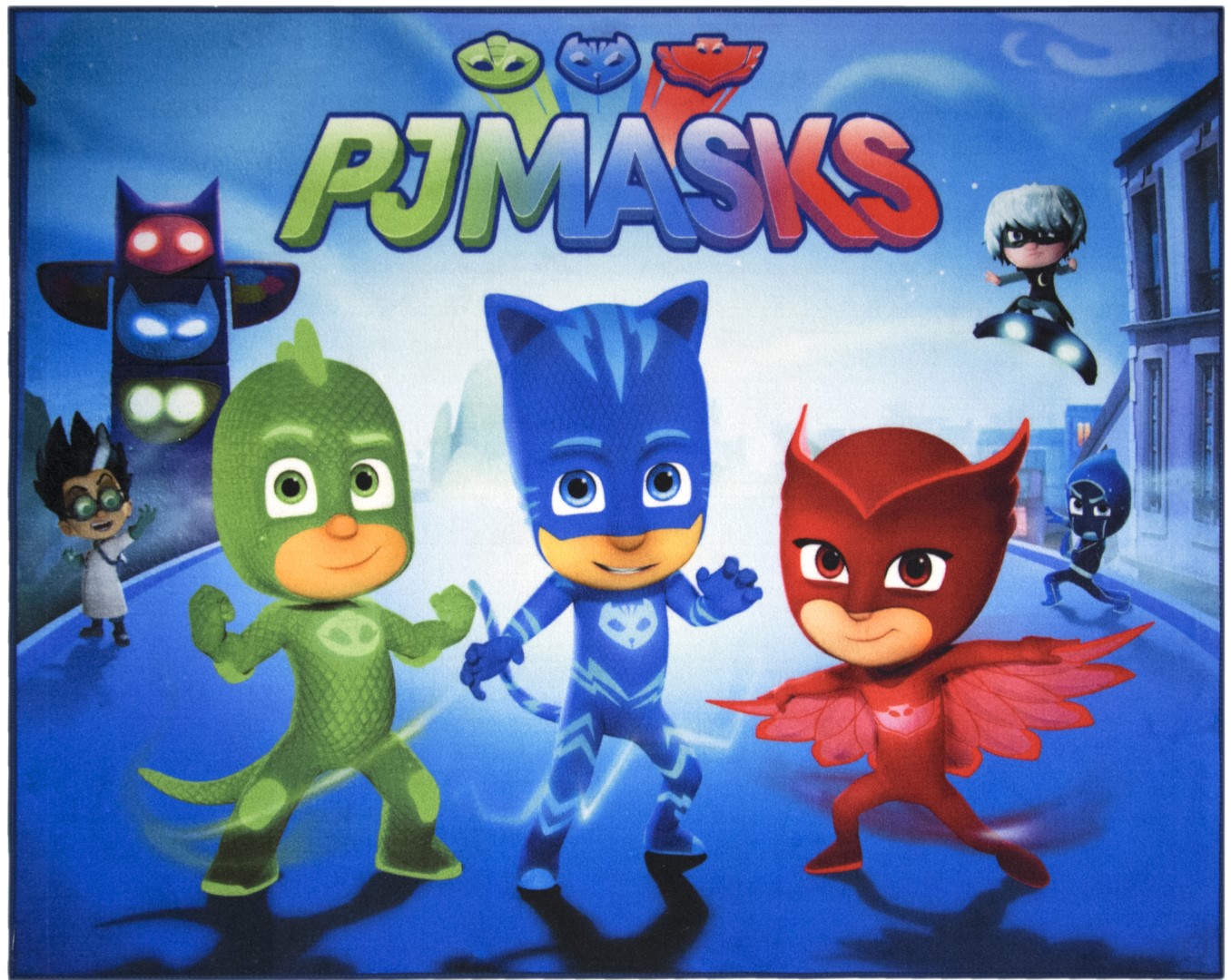 Se Pyjamasheltene / PJ Mask De Luxe gulvtæppe til børn 95x125 hos MM Action