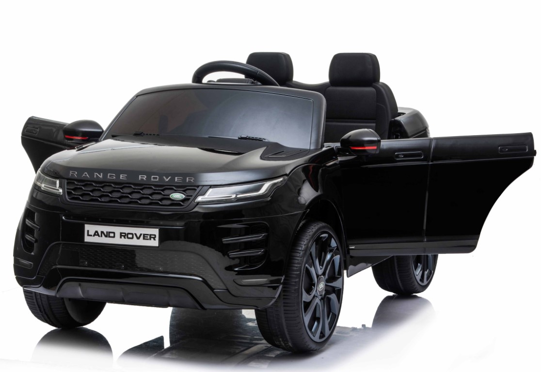 Range Rover Evoque Elbil til børn Sort m/4x12V + Gummihjul + Lædersæde