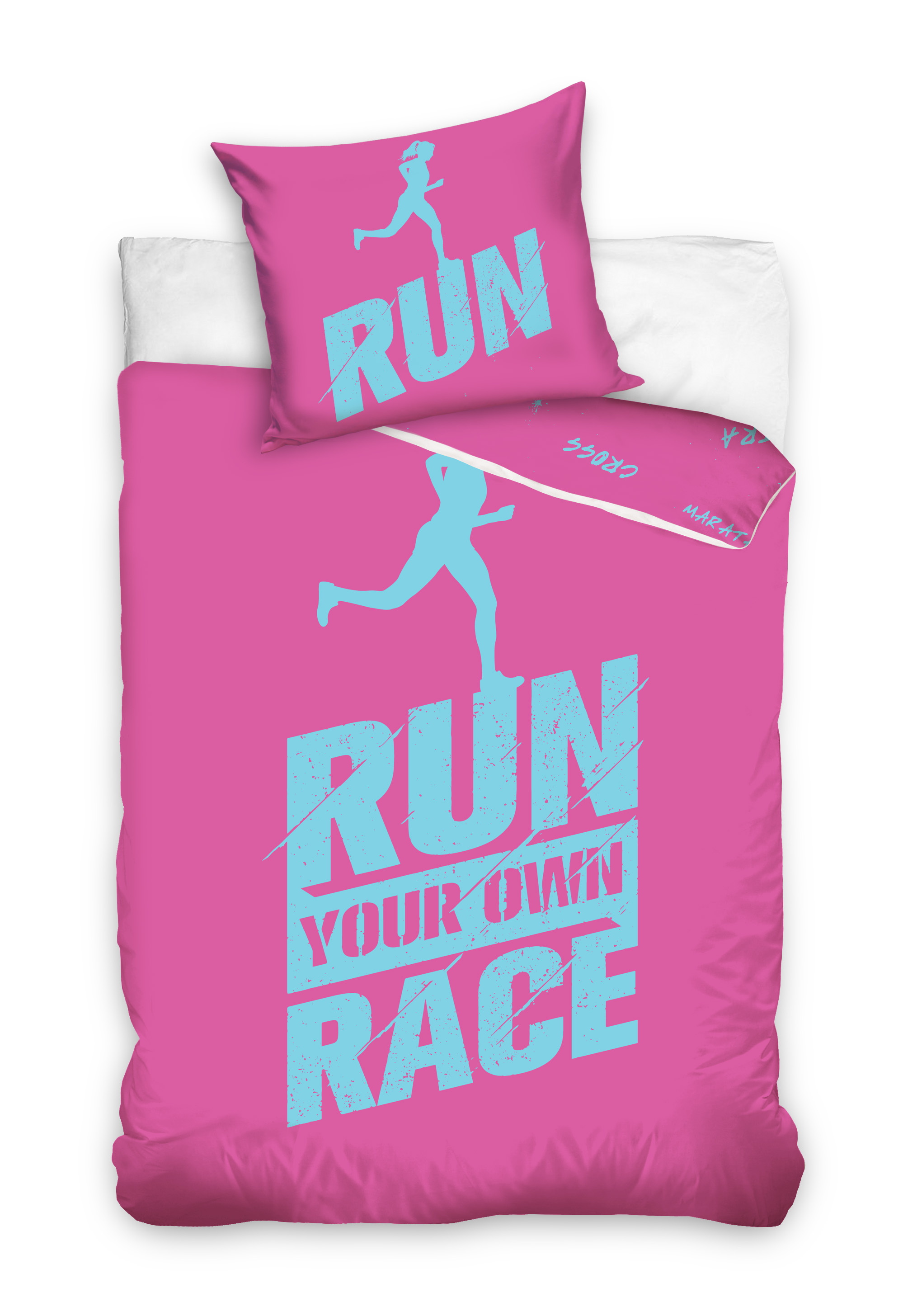 Se Run Your Own Race Pink Sengetøj 140 X 200, 100 Procent Bomuld hos MM Action
