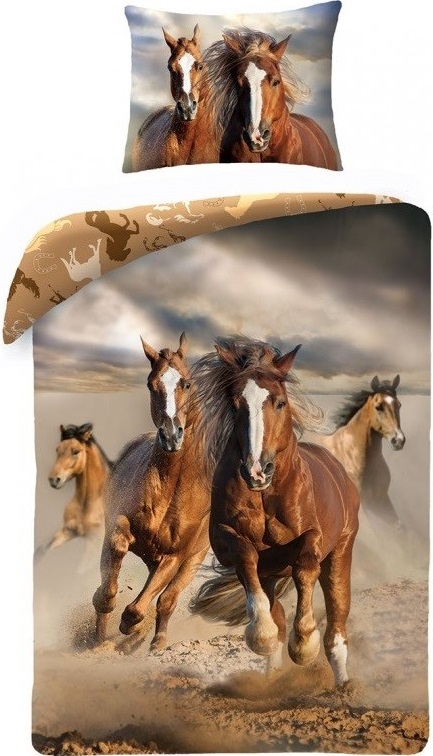 Se Heste 'Running Horses' Sengetøj 2I1 Design - 100 Procent Bomuld hos MM Action