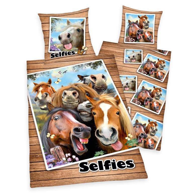 Billede af Selfies Heste Sengetøj - 100 procent bomuld