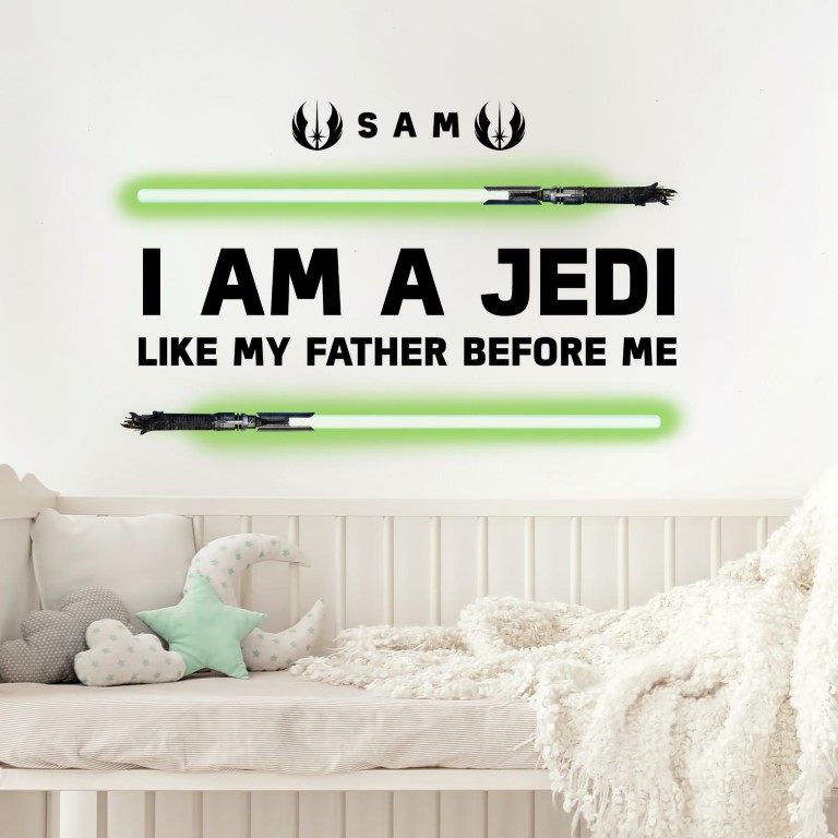Billede af Star Wars ''I AM A JEDI, Like my father before me'' Wallstickers