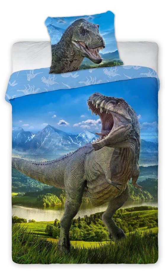 Se T-Rex Dinosaur Sengetøj 140X200 Cm - 100 Procent Bomuld hos MM Action