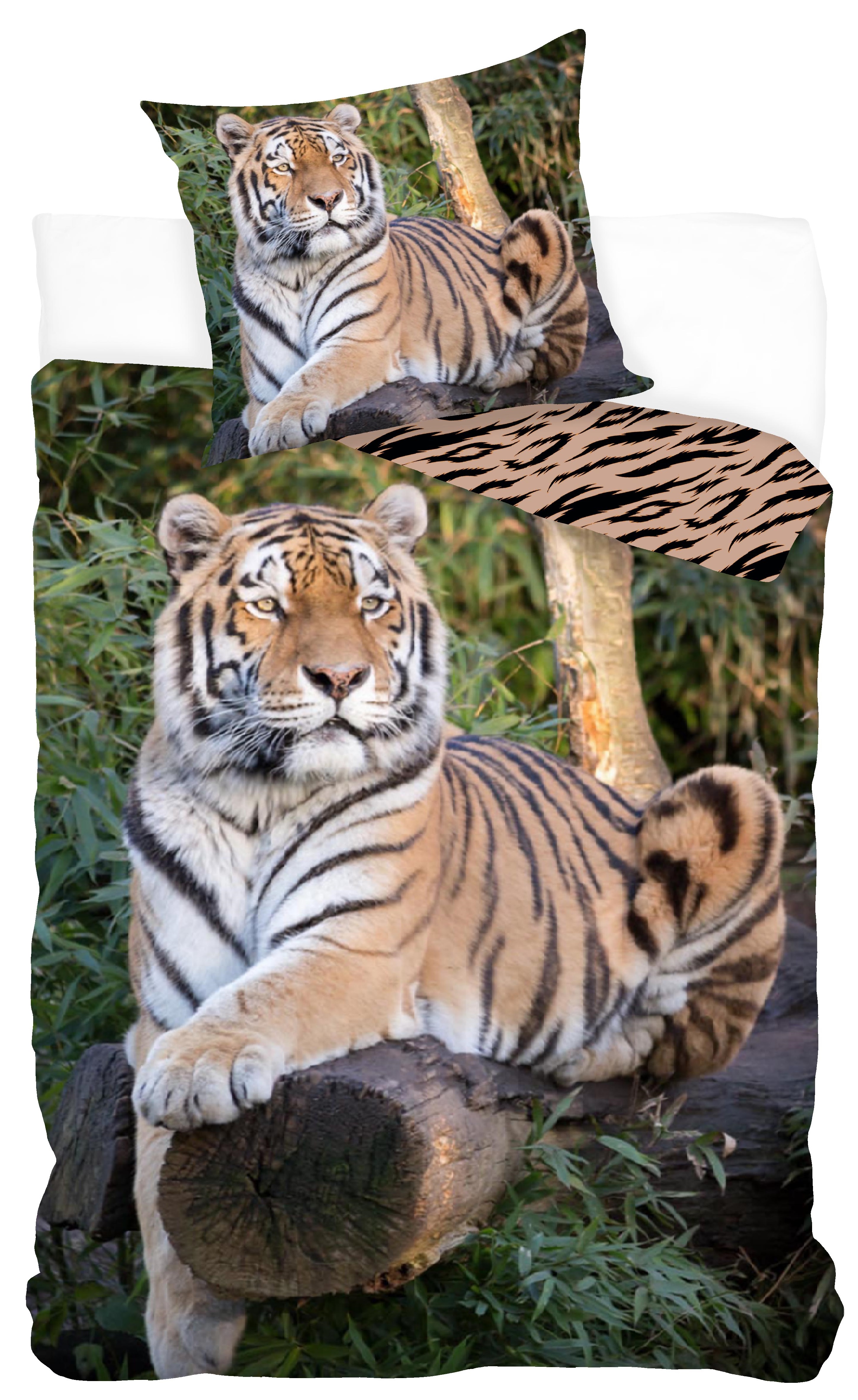 Billede af Tiger på træ Sengetøj 140 x 200, 100 procent bomuld hos MM Action