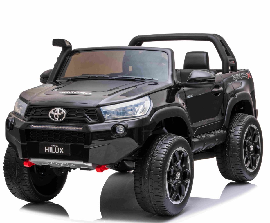 Se Toyota Hilux 24v ELBil m/2x24V 240W motor + Lædersæde + Gummihjul, Sort hos MM Action