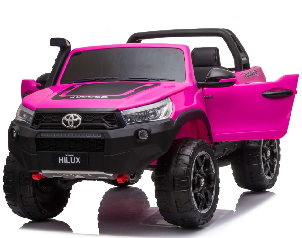 Billede af Toyota Hilux 24v ELBil m/2x24V 240W motor + Lædersæde + Gummihjul, Pink