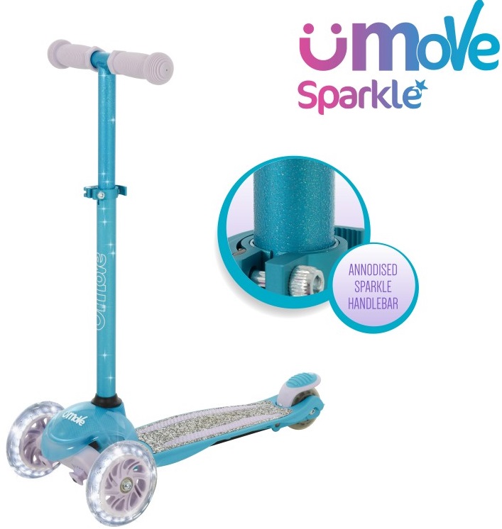 Se uMoVe Sparkle Mini Flex LED Løbehjul, Teal hos MM Action