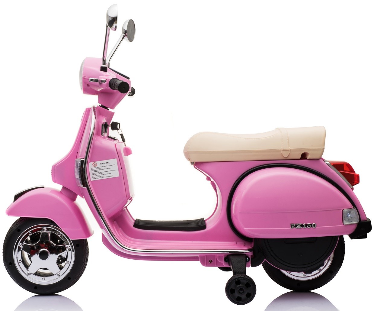 Se Vespa PX150 EL scooter 12V (Opgraderet udgave) Pink hos MM Action