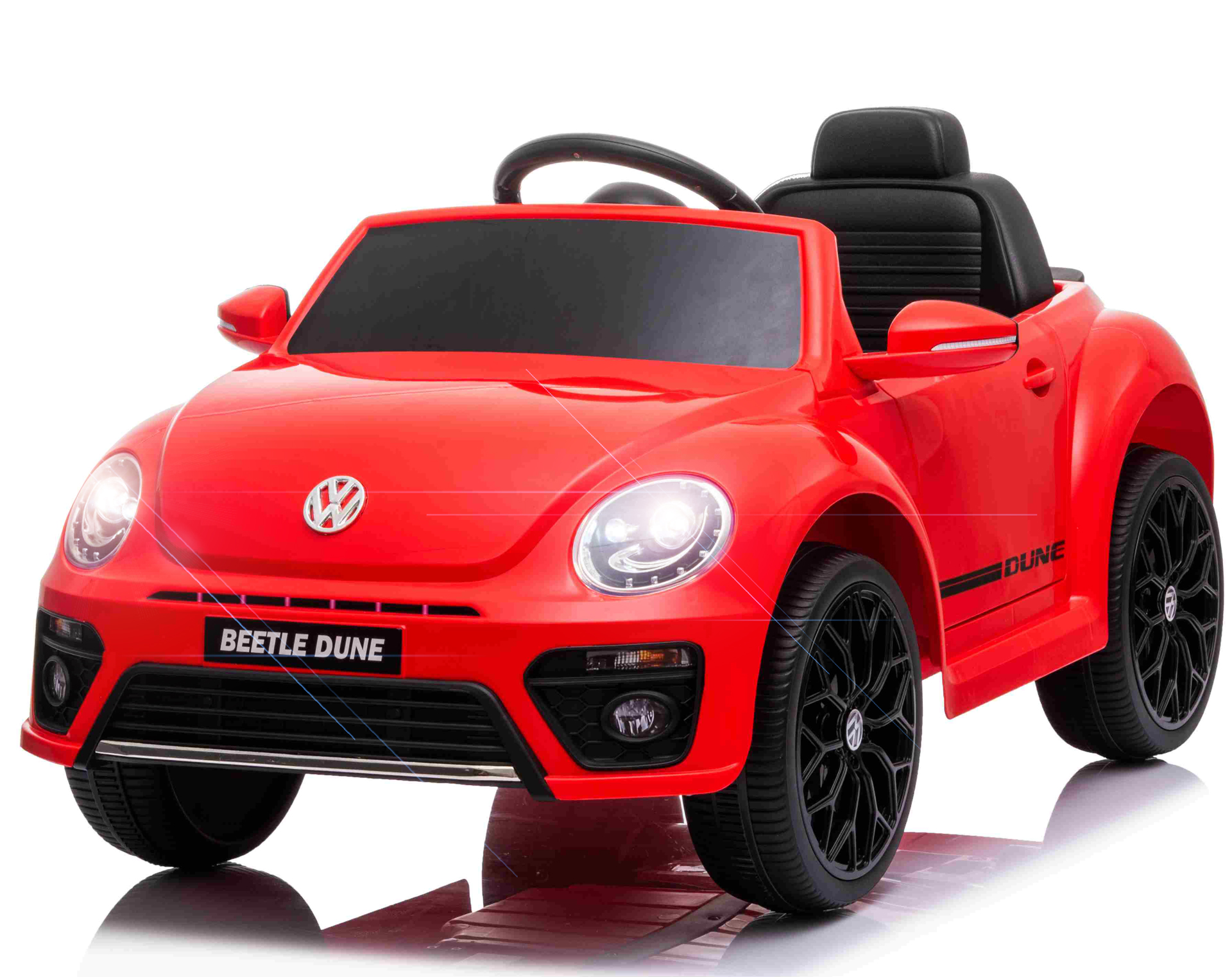 Billede af VW Beetle Dune elbil til børn 12v m/Gummihjul, 2.4G Remote, Lædersæde