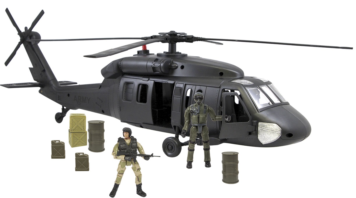Se World Peacekeepers 1:18 Black Hawk Militær Helikopter m/2 actionfigurer hos MM Action