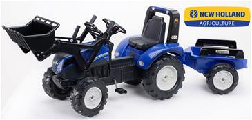  NEW HOLLAND T8 Pedal traktor til børn m/Frontskovl +  Trailer