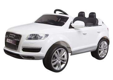 Audi Q7 Hvid Elbil til Børn 12V m/2.4G fjernbetjening, Gummihjul