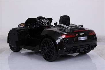 Audi R8 Spyder Sort Elbil til Børn 12V m/2.4G fjernbetjening, Gummihjul-12