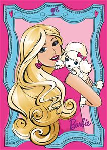 Barbie med hund tæppe til børn 133x95