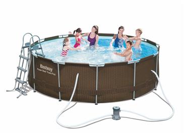  Bestway Rattan Frame Pool 366 x 100 cm m/filter pumpe+stige