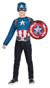 Captain America udklædningsTop + Skjold, 4-7 år