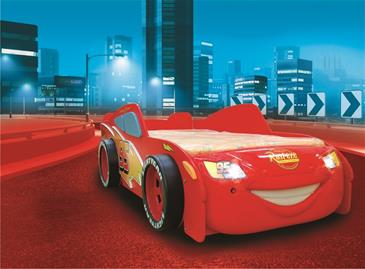 Cars Mcqueen Børne Træ Bil Seng m/LED og Madras-3