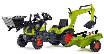  Claas Arion 410 Pedal Traktor m/Frontskovl + Trailer + Gravekran